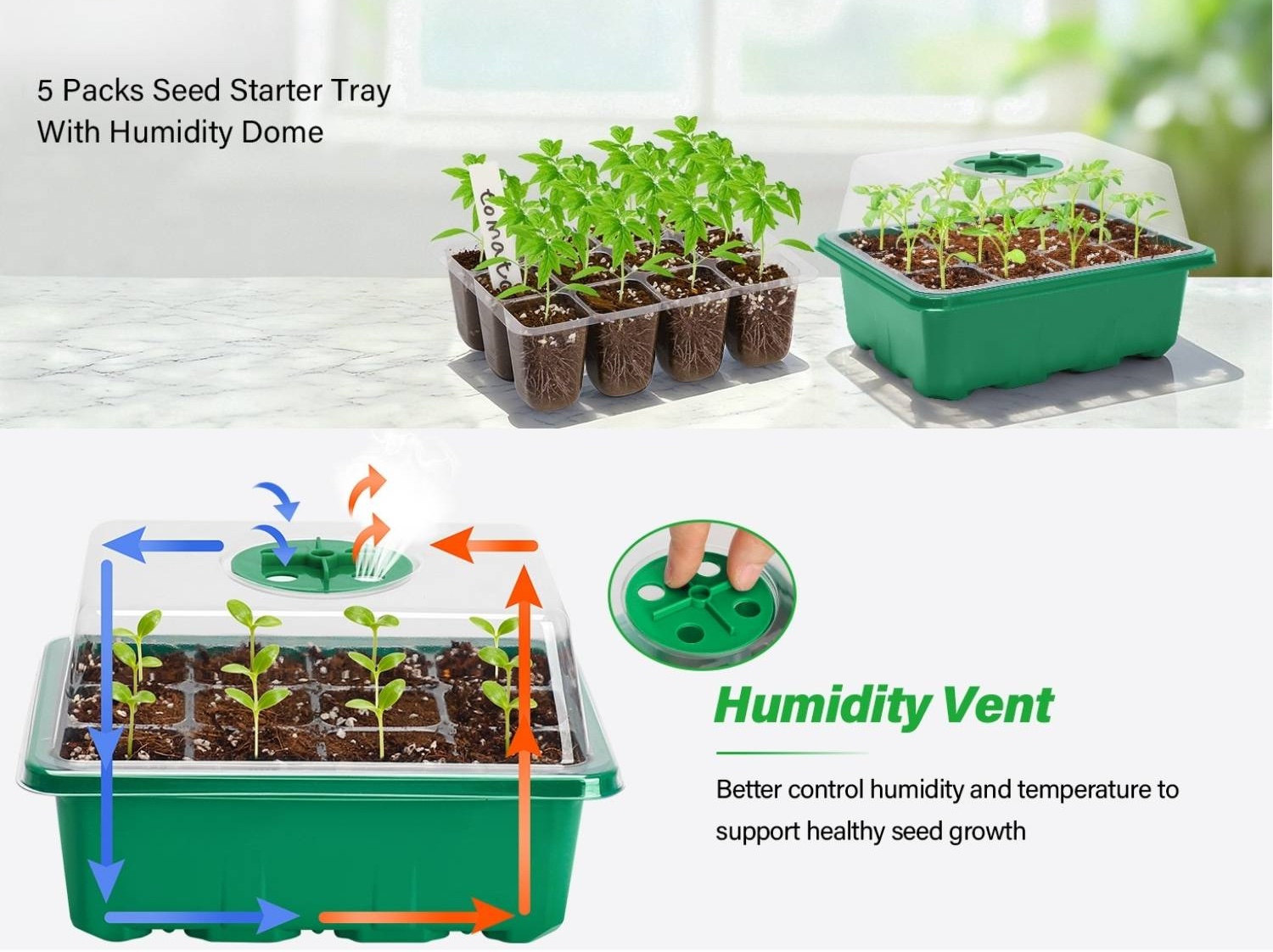 Seed Starter Trays with Humidity Domes, Pack of 5: image 5